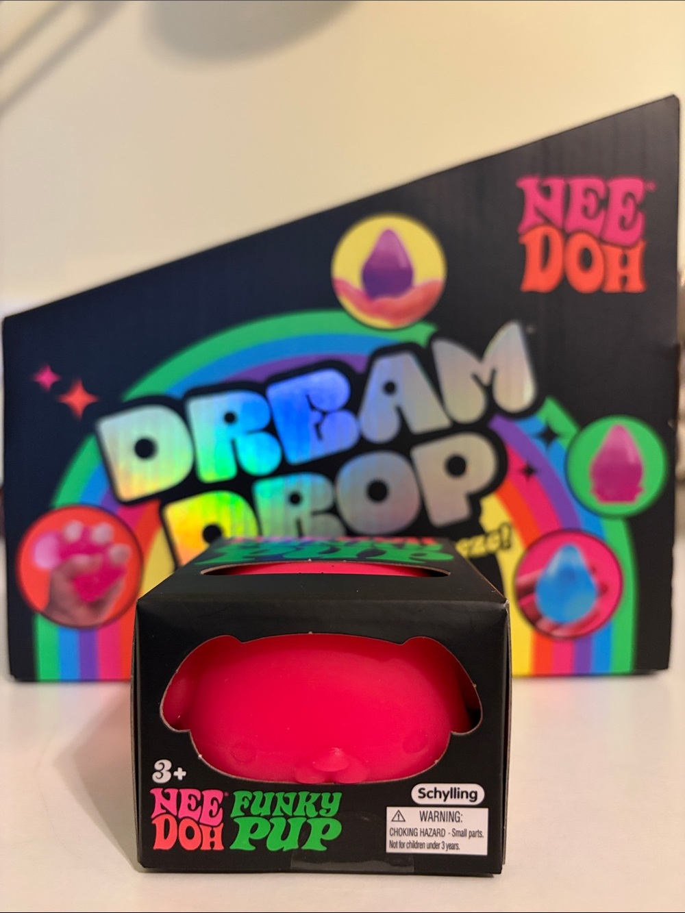 NeeDoh Funky Pup Pink Squishy Fidget Toy NEW in Box (w/ sticker freebie)